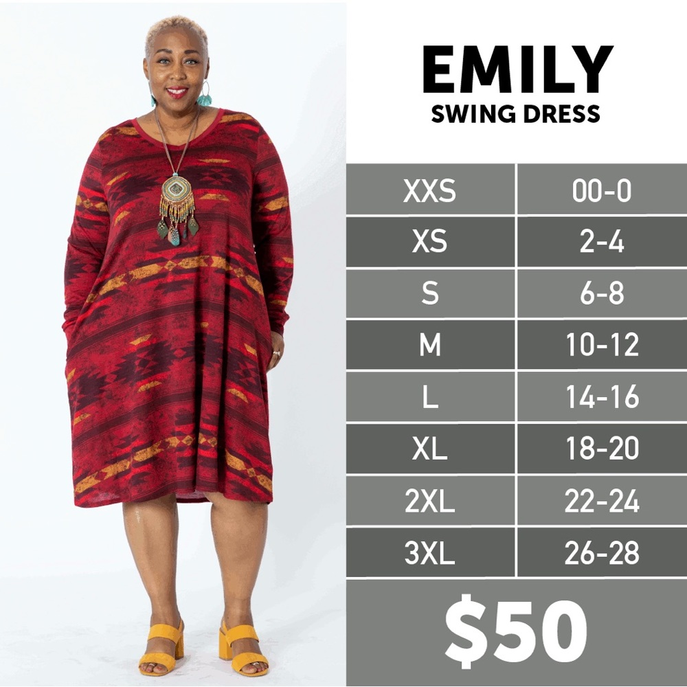 Cream Long Sleeve Swing Dress with bottom border (2XL XXL LuLaRoe Emily LLR) - Picture 6 of 7